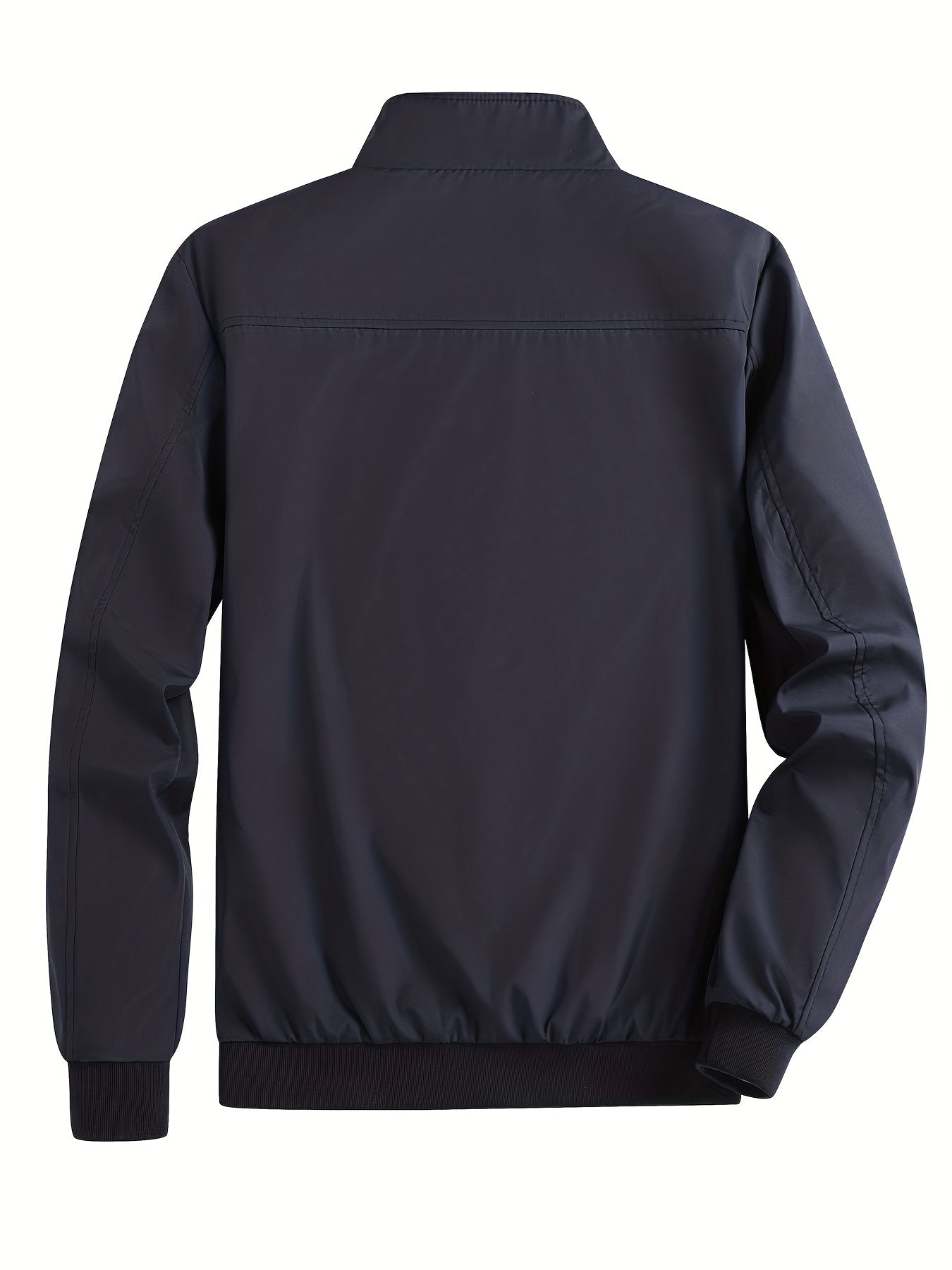 gbolsos  Men's Solid Color Zip-Up Stand Collar Jacket, Casual Loose Windbreaker Jacket For Sports Outdoors, Running