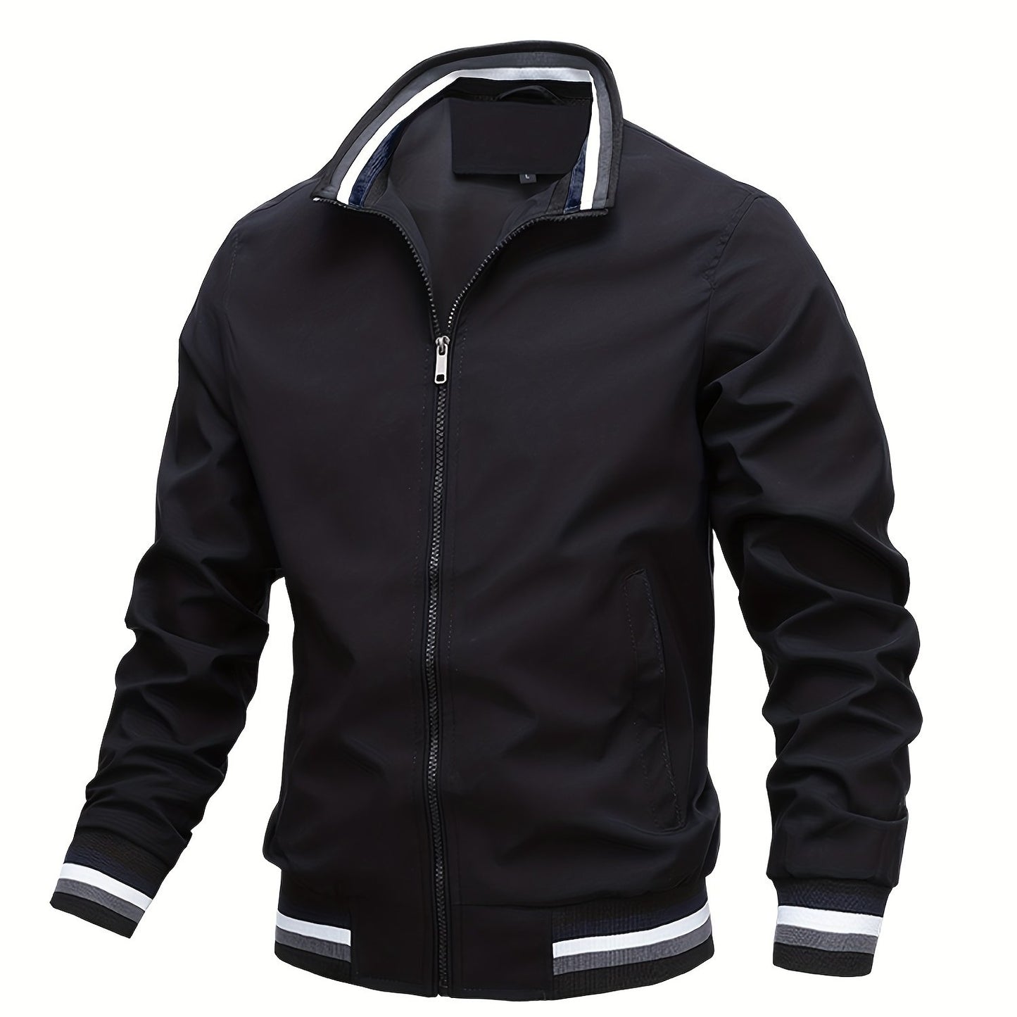 gbolsos  Men's Casual Zipper Long Sleeve Stand Collar Pockets Jackets For Fall & Winter