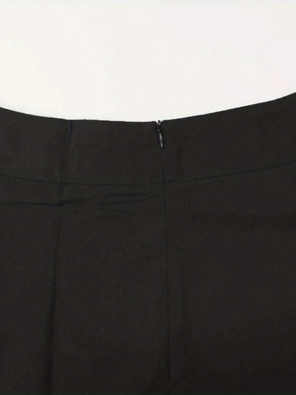 gbolsos  High Waist Pleated Skirts, Casual Zipper Solid Maxi Skirts, Women's Clothing