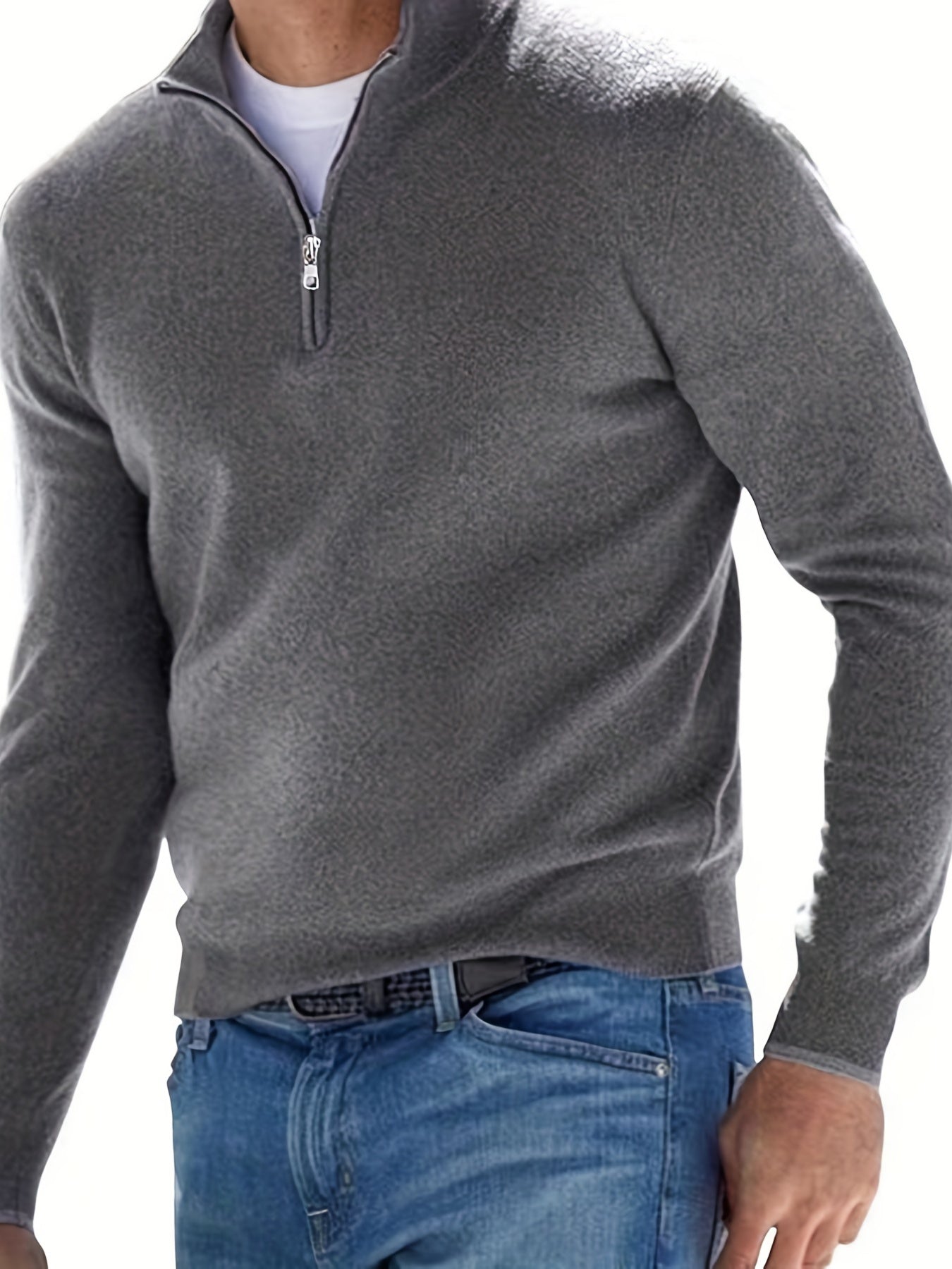 gbolsos  Fleece Long Sleeves Zipper Stand Collar Pullover Thermal Underwear Tops, Men's Casual Top Polo Shirts