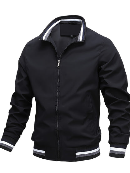 gbolsos  Men's Casual Stand Collar Jacket Coat Regular Fit College Hipster Windbreaker For Spring Autumn