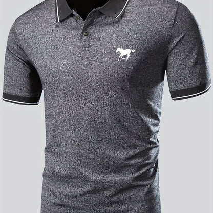 Men's Lapel Polo Shirt Short Sleeve Casual Slight Stretch Button Regular Summer Wear
