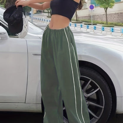 gbolsos  Y2K Loose Pants, Elastic Waist Casual Quick Dry Pants For Spring & Summer, Women's Clothing