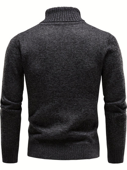 gbolsos  Men's Casual Sweater, Knit Slim Fit Pullover Turtleneck Sweater For Fall & Winter