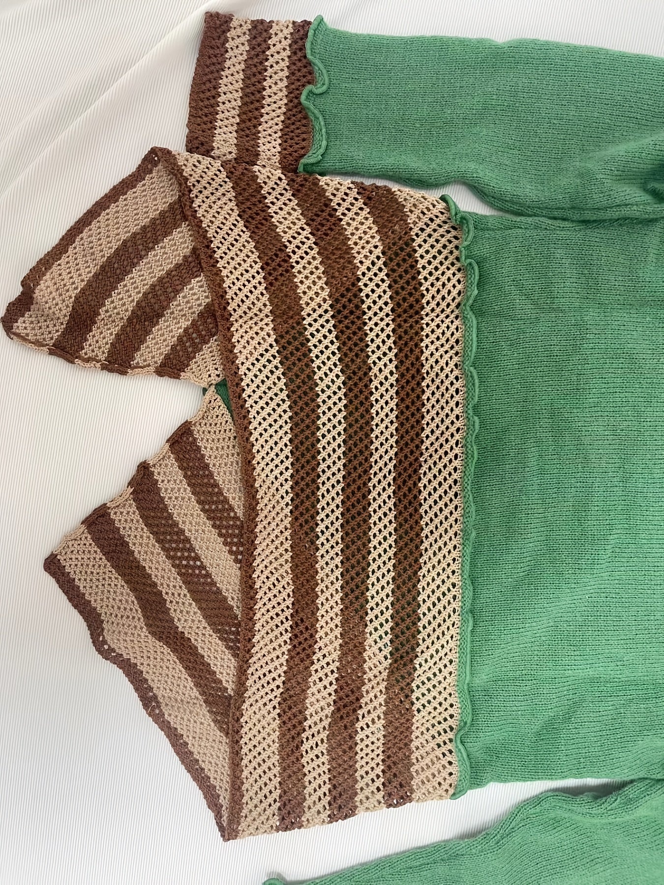 2025 gbolsos  Striped Lettuce Trim Slim Sweater, Casual Long Sleeve Sweater For Spring & Fall, Women's Clothing