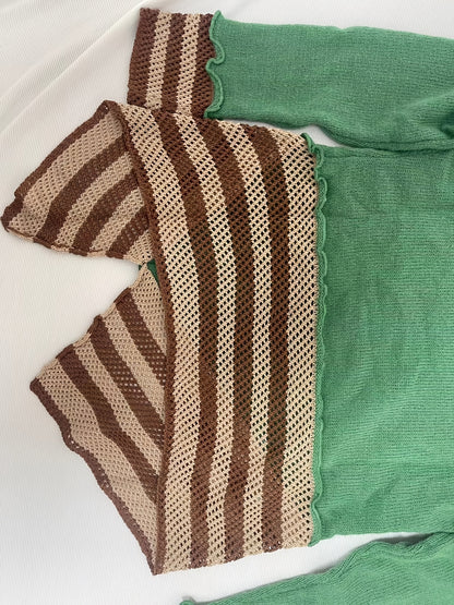 2025 gbolsos  Striped Lettuce Trim Slim Sweater, Casual Long Sleeve Sweater For Spring & Fall, Women's Clothing