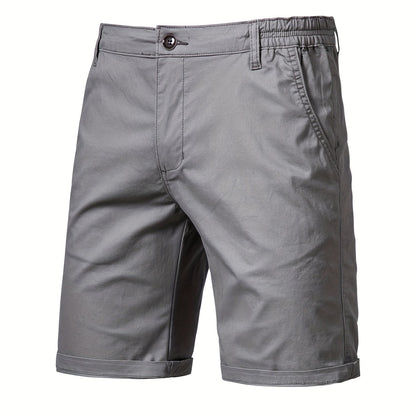gbolsos   Men's Classic Fit Cotton Twill Flat Front Solid Chino Short With Slant Pockets And Elastic Waist