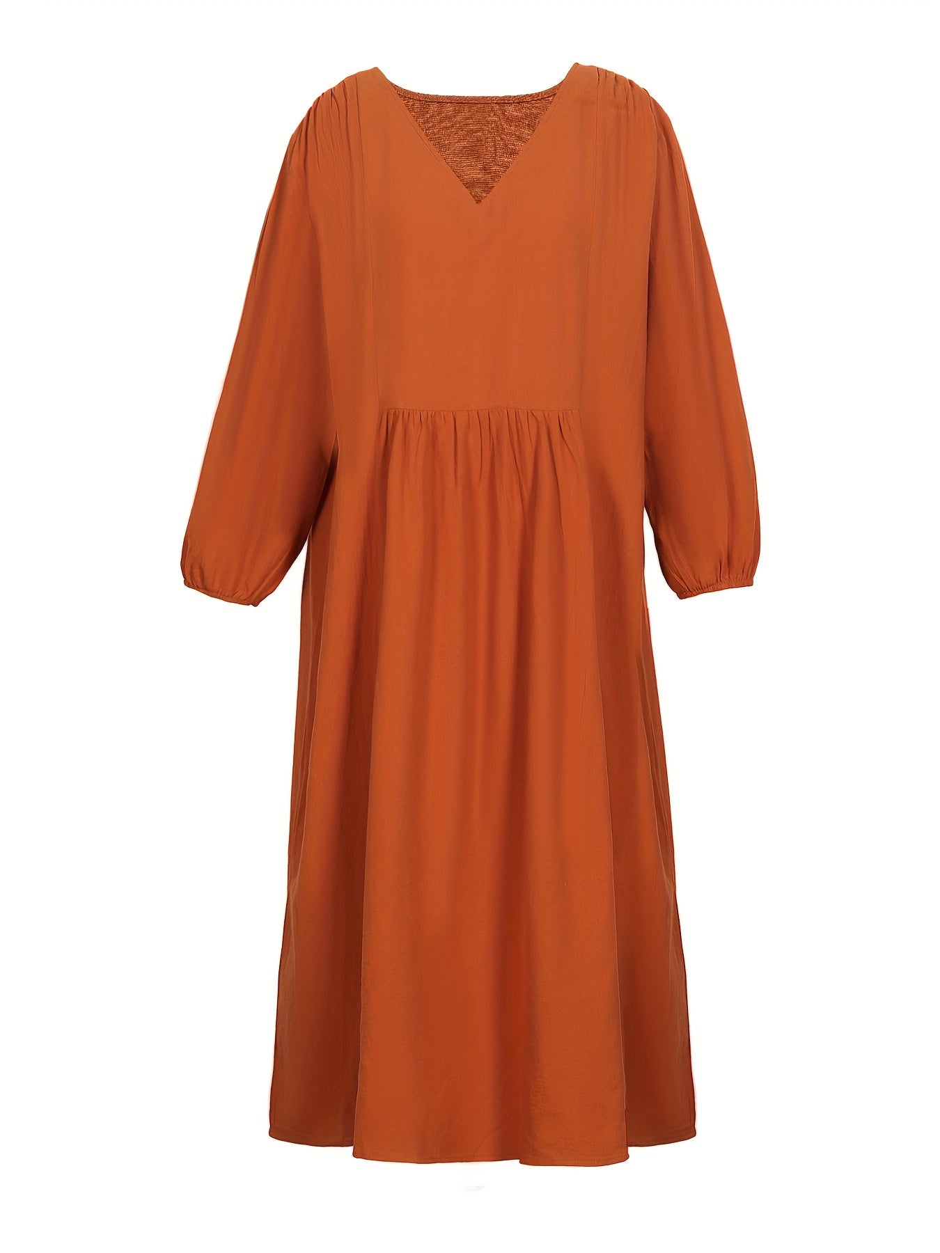 gbolsos  Long Sleeve Loose Dress, V Neck Casual Dress For Spring & Fall, Women's Clothing