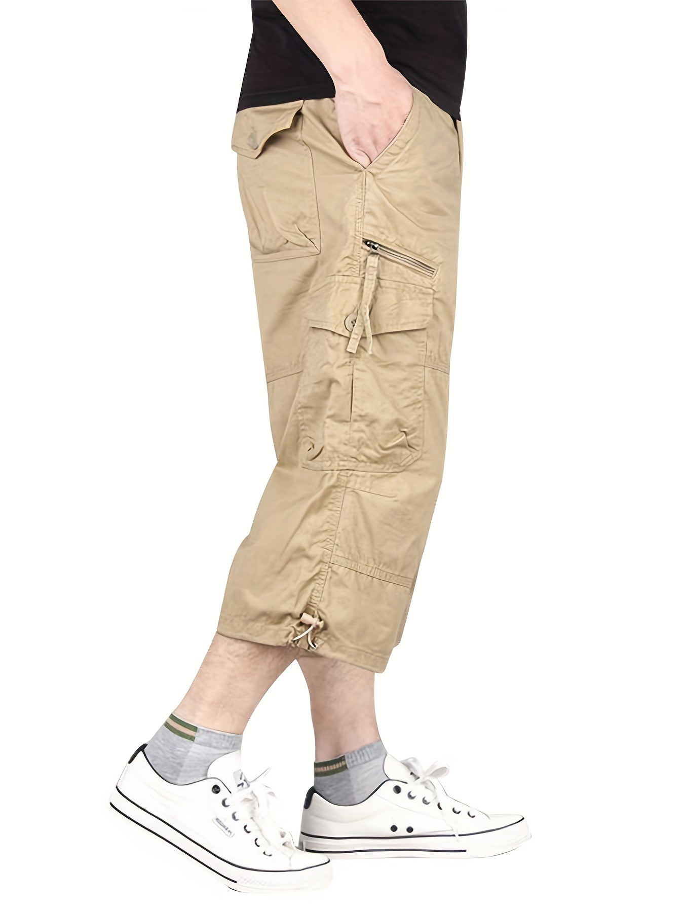 gbolsos Street Style Men's Casual Cargo Capris Jeans With Pocket, Men's Outfits