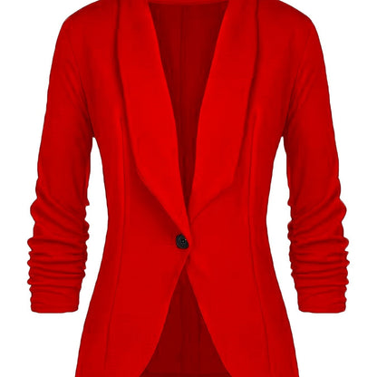 Solid Lapel Long Sleeve Blazer Jacket, Casual Commuter Office Lightweight Outerwear, Women's Clothing