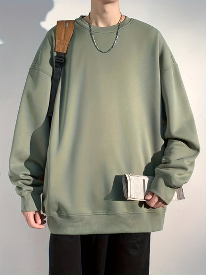 gbolsos Men's Crew Neck Sweatshirt Pullover For Men Solid Sweatshirts For Spring Fall Long Sleeve Tops