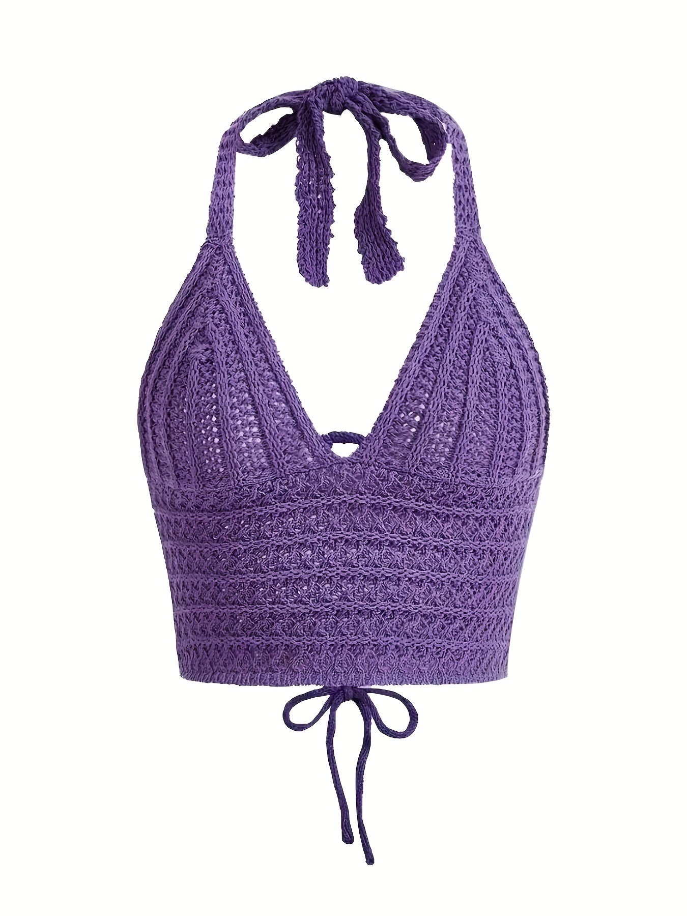gbolsos   Y2K Crop Sweater Bralette, Halter Neck Casual Sweater, Women's Clothing