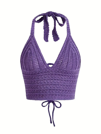 gbolsos   Y2K Crop Sweater Bralette, Halter Neck Casual Sweater, Women's Clothing