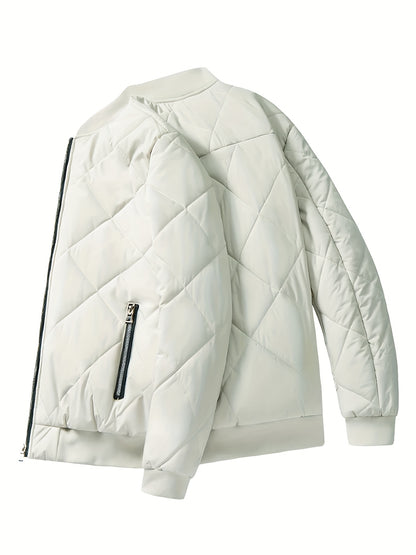 gbolsos  Warm Fleece Thickened Jacket, Men's Casual Baseball Collar Zip Up Jacket Coat For Fall Winter