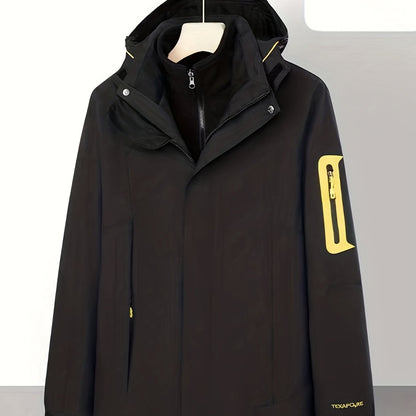 gbolsos  Men's Casual Warm Waterproof Windbreaker Jacket Coat Regular Fit Coat For Spring Autumn Outdoors Hiking