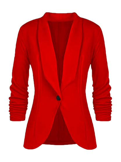Solid Lapel Long Sleeve Blazer Jacket, Casual Commuter Office Lightweight Outerwear, Women's Clothing