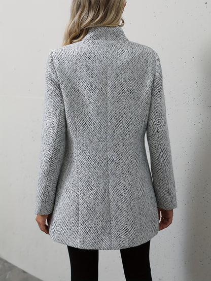 gbolsos  Open Front Textured Blazer, Elegant Long Sleeve Blazer For Office & Work, Women's Clothing