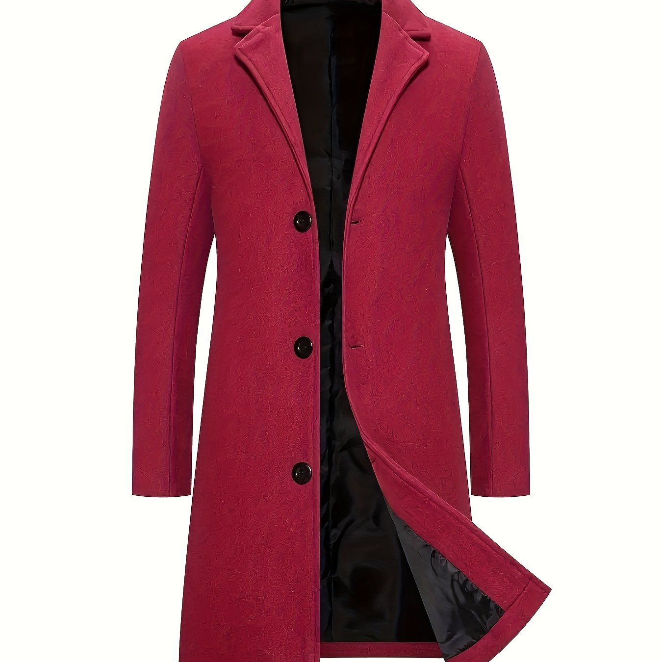 gbolsos  Classic Design Warm Coat, Men's Semi-formal Mid Length Button Up Lapel Coat For Fall Winter Business