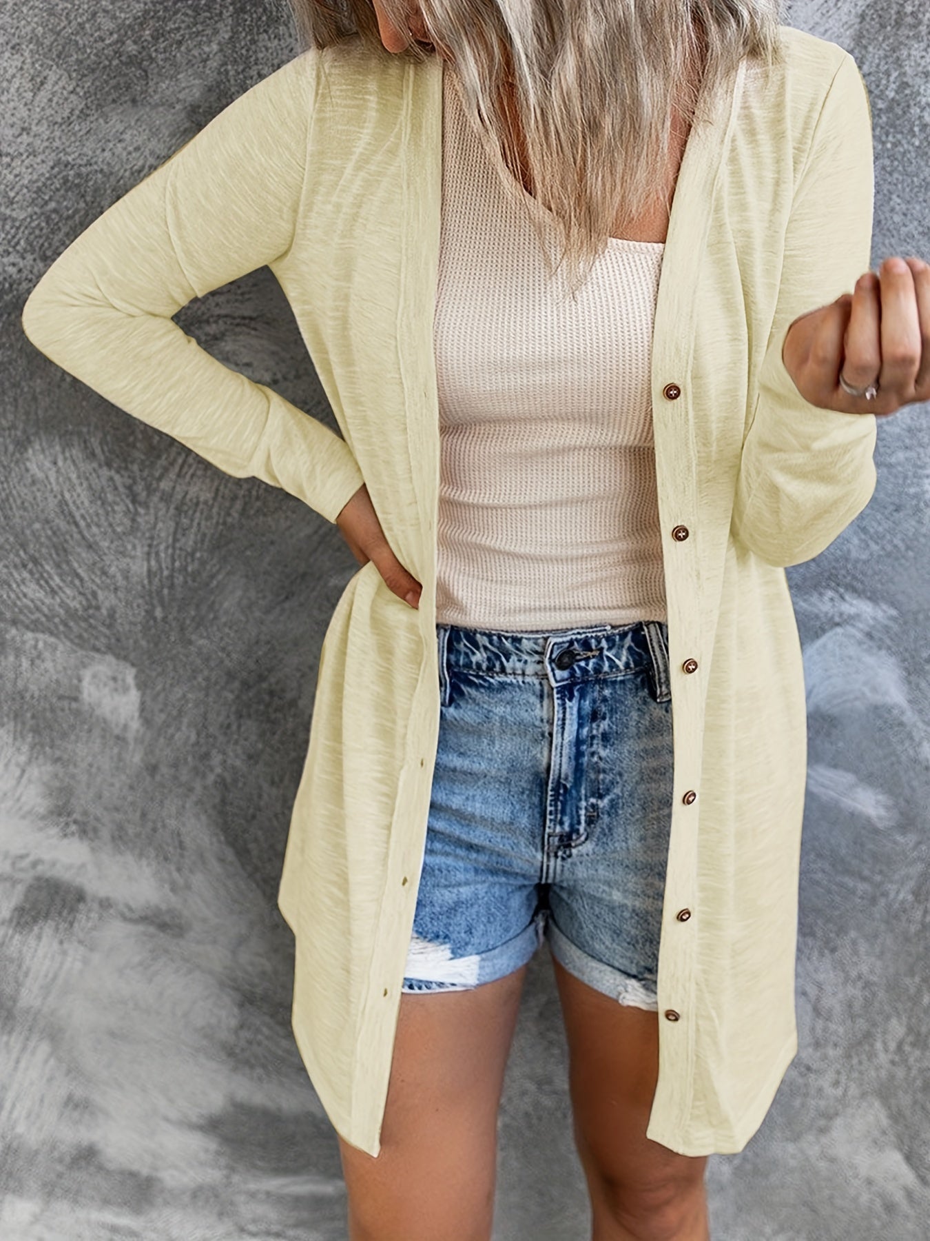 2025 gbolsos  Women's Sheer Long Sleeve Cardigan Fall Button Down Drape Kimono Dusters Lightweight Open Front Cardigan