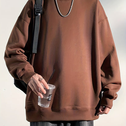 gbolsos Men's Crew Neck Sweatshirt Pullover For Men Solid Sweatshirts For Spring Fall Long Sleeve Tops