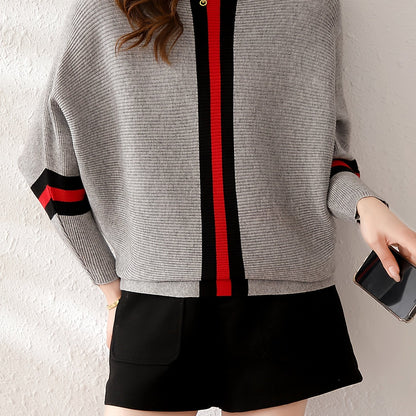 gbolsos  Color Block Boat Neck Knit Sweater, Elegant Long Sleeve Sweater, Women's Clothing