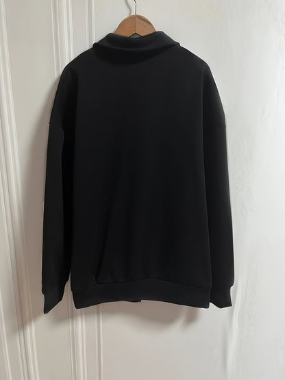 Letter Print Color Block Sweatshirt, Y2K Pullover Half Zip Up Long Sleeve Lapel Sweatshirt For Fall & Winter, Women's Clothing