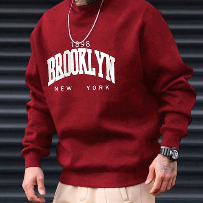gbolsos  Brooklyn Print, Men’s Pullover Sweatshirt, Casual Crew Neck Jumper For Spring Fall, Moisture Wicking And Breathable Sweater, As Gifts