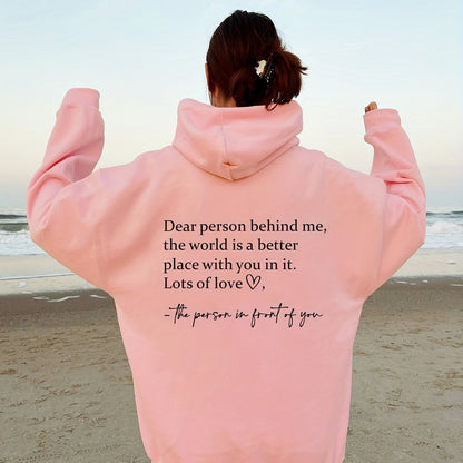 gbolsos  Dear Person Print Hoodies, Long Sleeve Drawstring Sweatshirt For Winter & Fall, Women's Clothing