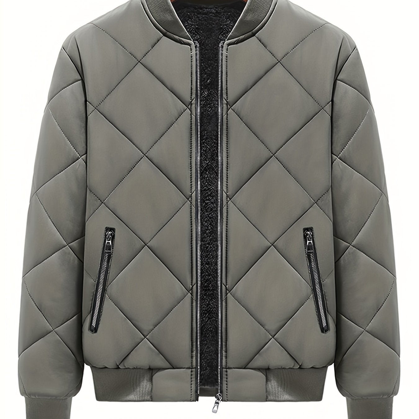 gbolsos  Warm Fleece Thickened Jacket, Men's Casual Baseball Collar Zip Up Jacket Coat For Fall Winter