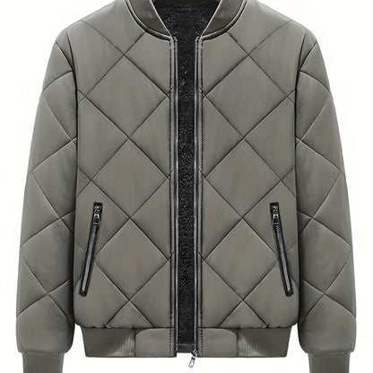 gbolsos  Warm Fleece Thickened Jacket, Men's Casual Baseball Collar Zip Up Jacket Coat For Fall Winter