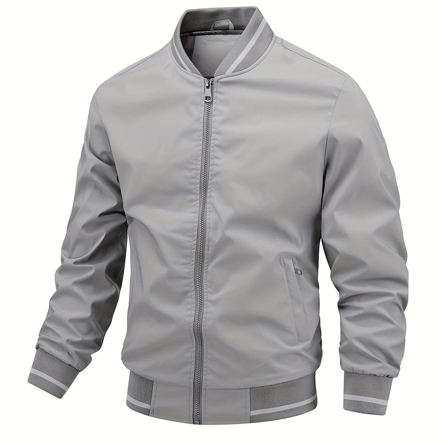 gbolsos  Men's Casual Zipper Long Sleeve Stand Collar Pockets Jackets For Fall & Winter