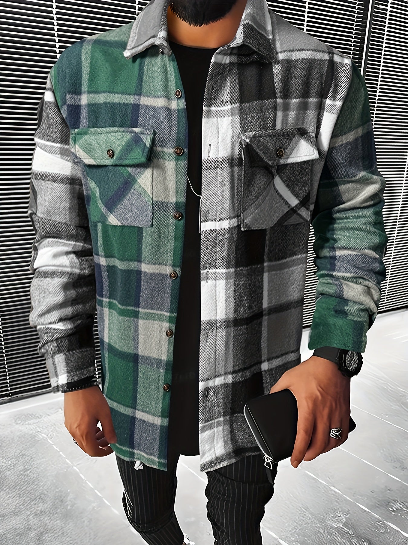 gbolsos  Men's Classic Plaid Shirt Top Turn-Down Collar Long Sleeve Closure Regular Fit Male Casual Shirt For Daily