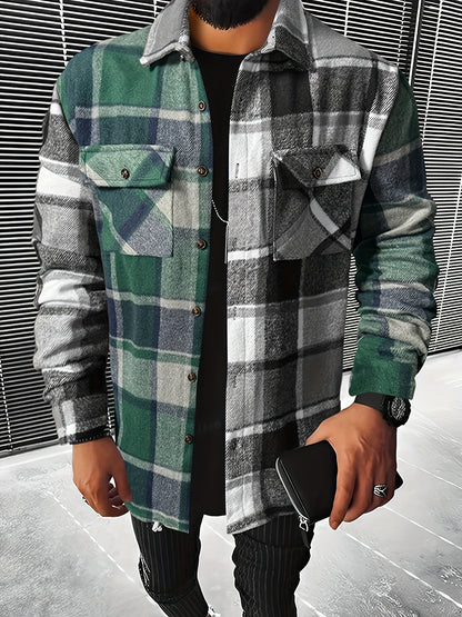 gbolsos  Men's Classic Plaid Shirt Top Turn-Down Collar Long Sleeve Closure Regular Fit Male Casual Shirt For Daily