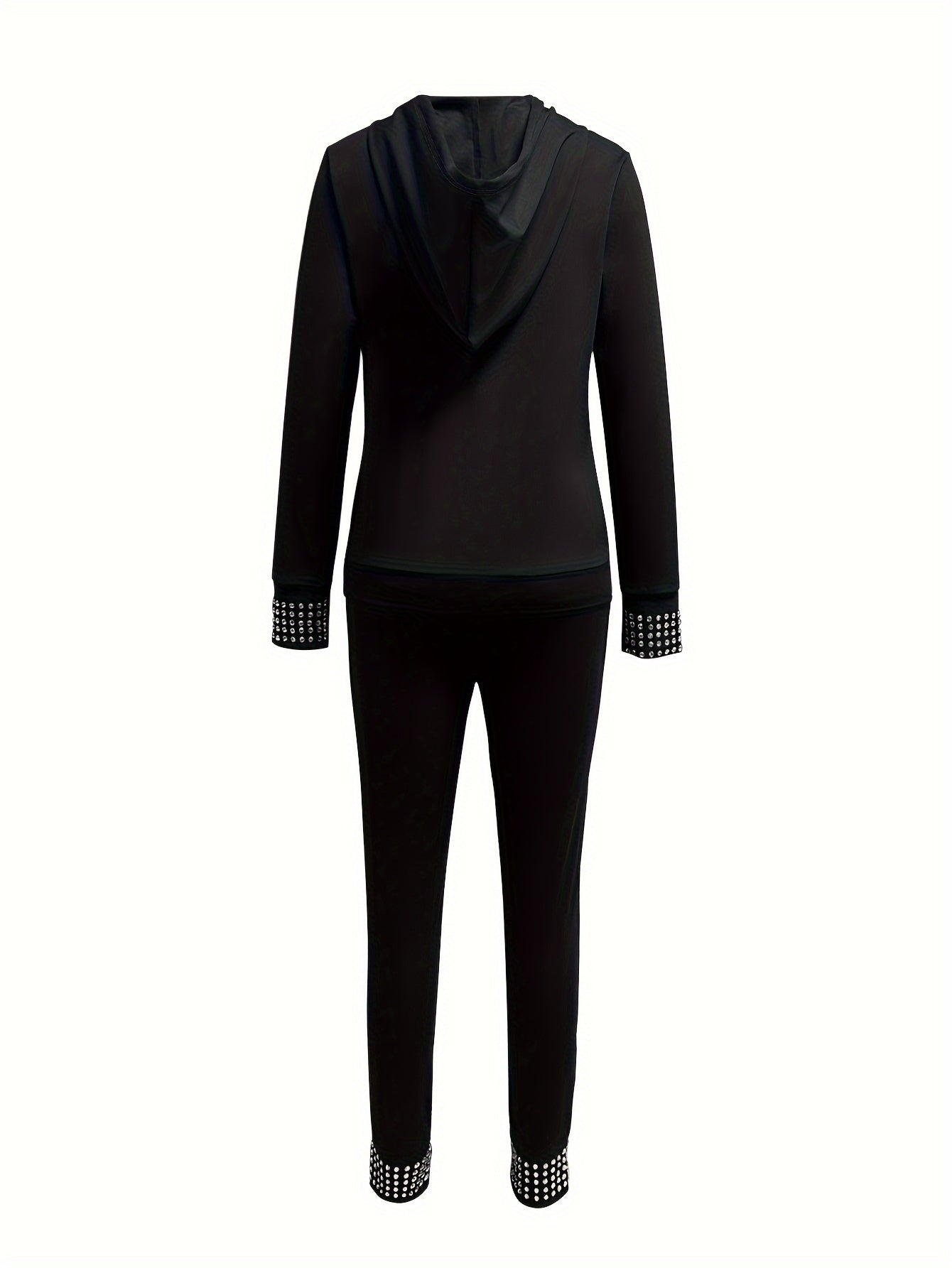 gbolsos  Casual Two-piece Set, Drawstring Long Sleeve Hoodie & Pants Outfits, Women's Clothing