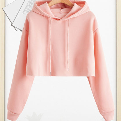 gbolsosWomen Pullover Cropped Hoodies, Long Sleeves Sweatshirts, Casual Basic Hooded Top