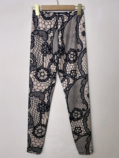 gbolsosFloral Print Skinny Leggings, Casual Elastic Waist Stretchy Leggings, Women's Clothing
