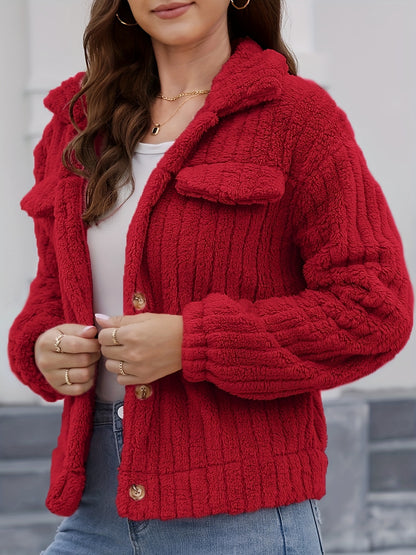 gbolsos Women's Winter Thermal Coat, Solid Color Casual Long Sleeve Jacket Coat, Winter Soft Comfortable Loose Top