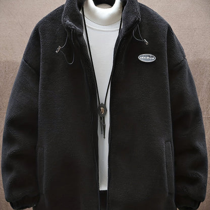 gbolsos  Men's Fleece Stand Collar Jacket, Active Zip Up Coat For Fall Winter Outdoor