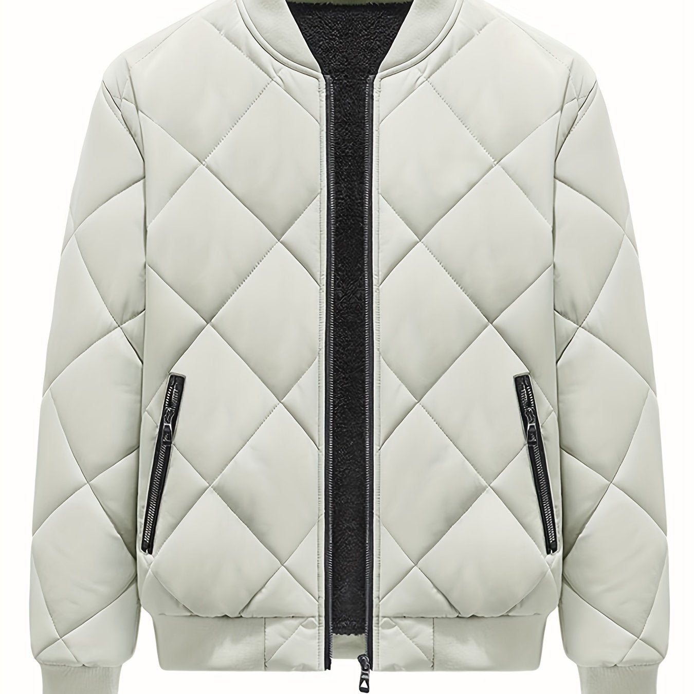 gbolsos  Warm Fleece Thickened Jacket, Men's Casual Baseball Collar Zip Up Jacket Coat For Fall Winter