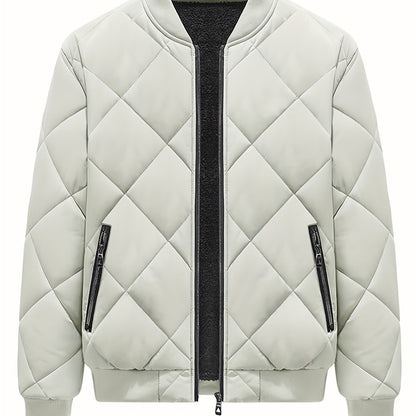 gbolsos  Warm Fleece Thickened Jacket, Men's Casual Baseball Collar Zip Up Jacket Coat For Fall Winter