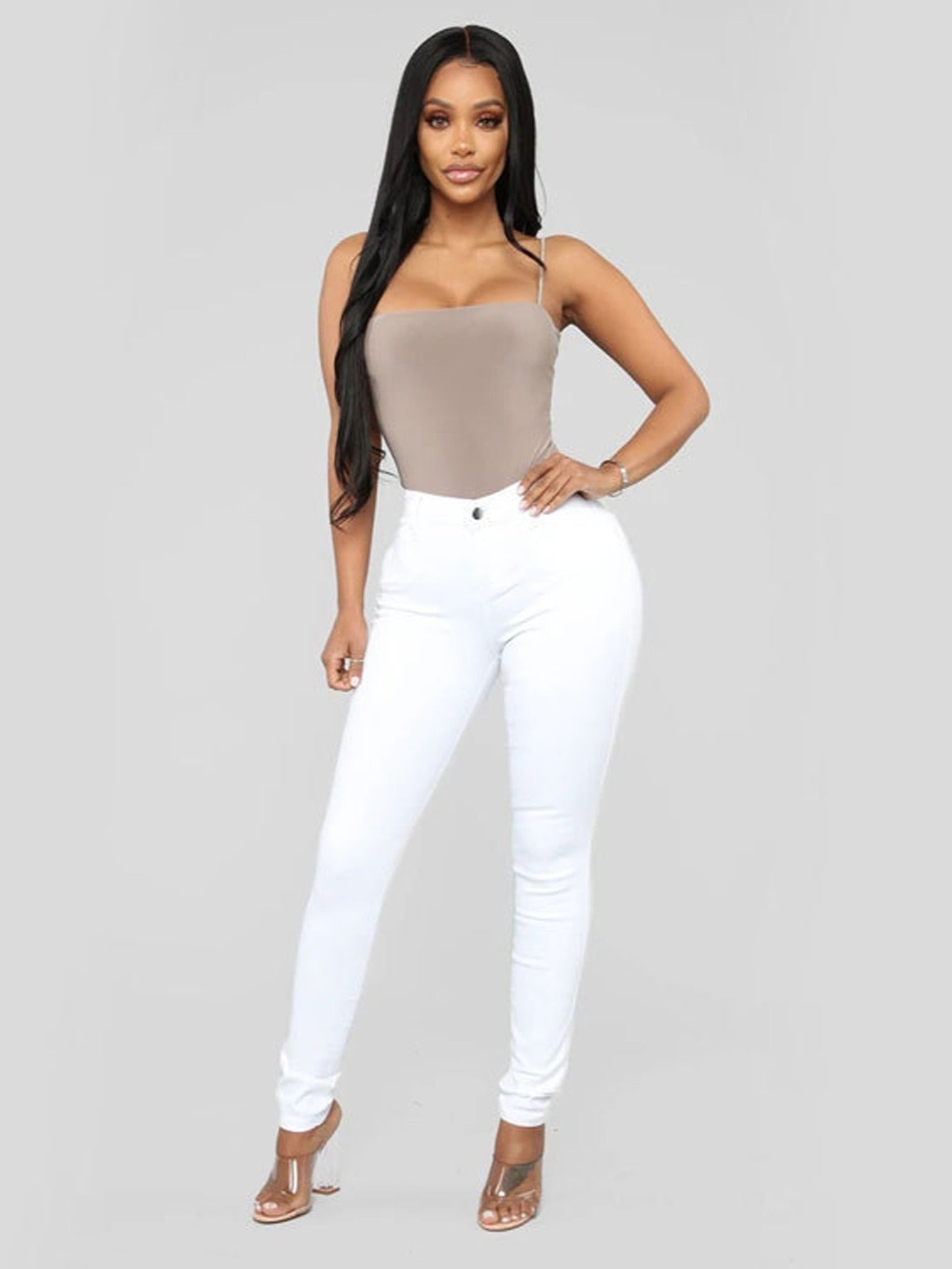 gbolsos  Stretchy Skinny Jeans, High-Rise Slim Fit Jeans, Versatile Pants For Every Day, Women's Clothing & Denim