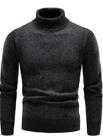 gbolsos Men's Autumn And Winter New Fashion Solid Color Knitted Pullover Casual Turtleneck Warm Long-sleeved Top Slim Comfortable Leggings