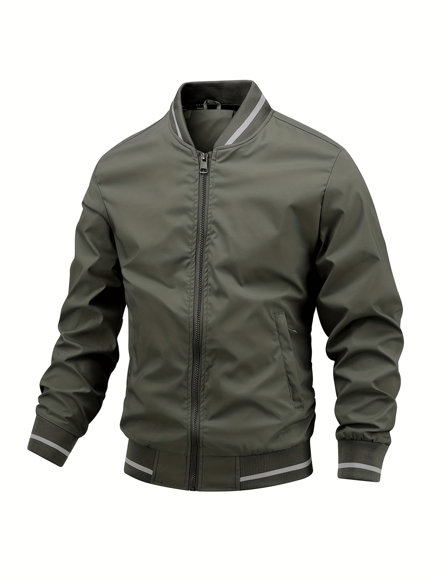 gbolsos  Men's Casual Zipper Long Sleeve Stand Collar Pockets Jackets For Fall & Winter