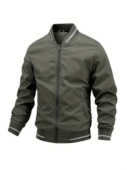 gbolsos  Men's Casual Zipper Long Sleeve Stand Collar Pockets Jackets For Fall & Winter