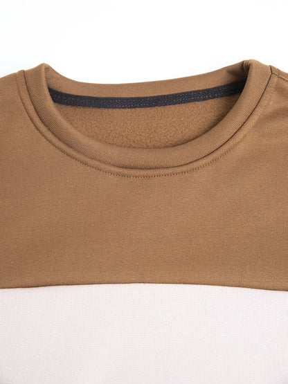 gbolsos  Men's Contrasting Color Casual Round Neck Pullover Sweatshirt