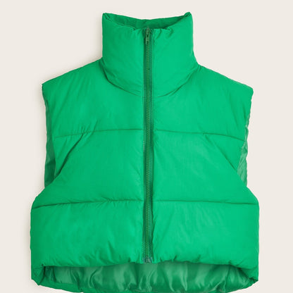 Lightweight Zip Up Vest Coat, Solid Sleeveless Thermal Vest Coat For Fall & Winter, Women's Clothing