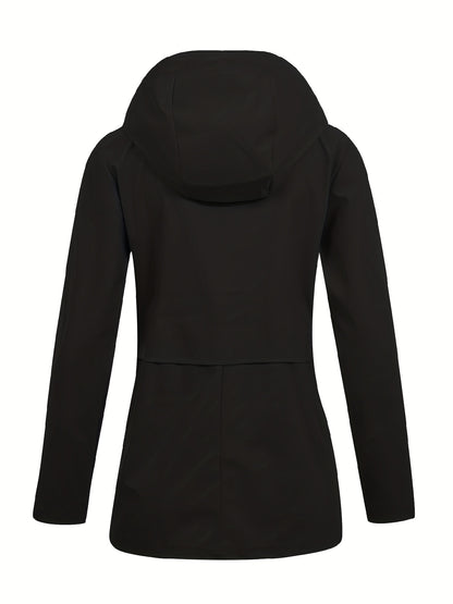 gbolsos  Drawstring Hooded Jacket, Casual Button Front Long Sleeve Outerwear, Women's Clothing