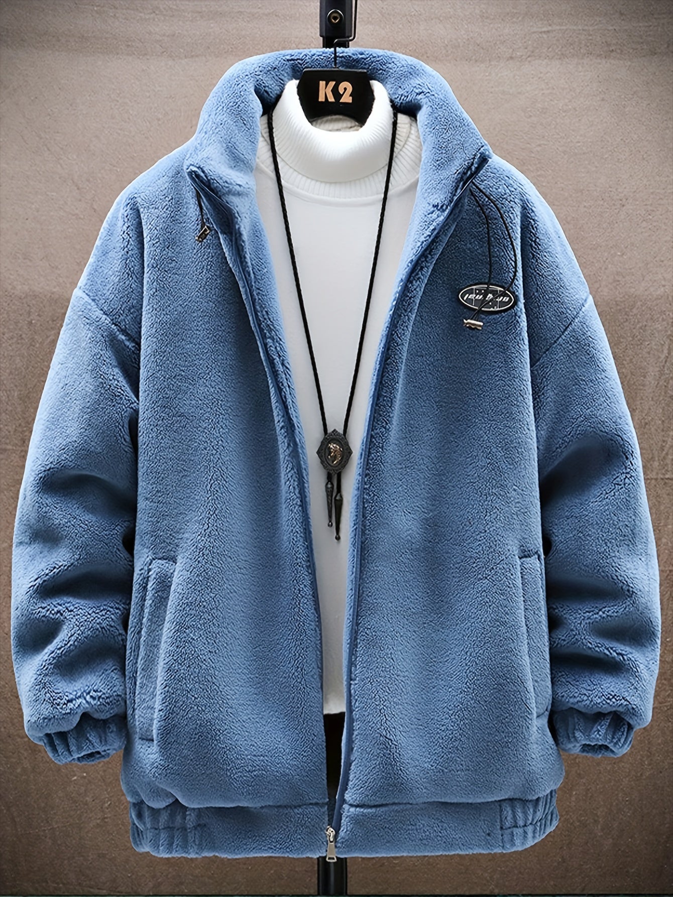 gbolsos  Men's Fleece Stand Collar Jacket, Active Zip Up Coat For Fall Winter Outdoor
