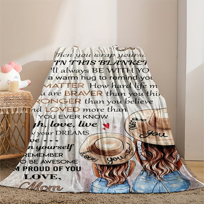 1pc Cozy Flannel Blanket - Soft, Warm, and Plush Throw for Couch, Bed, and Sofa - Heartfelt Gift for Daughter from Mom