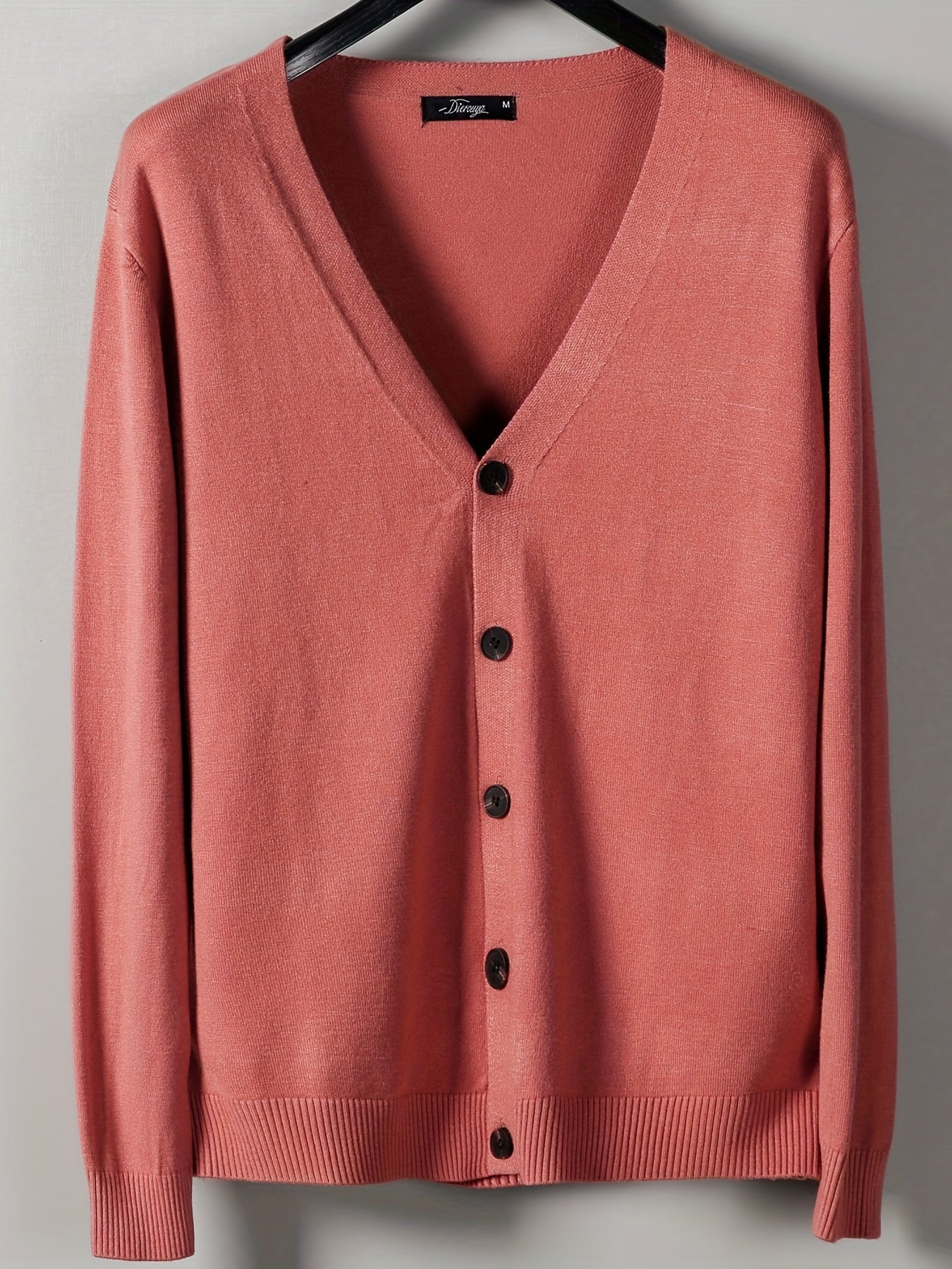 gbolsos Men's V-neck Casual Cardigan, Plain Thermal Regular Fit Knit Sweater For Spring Autumn